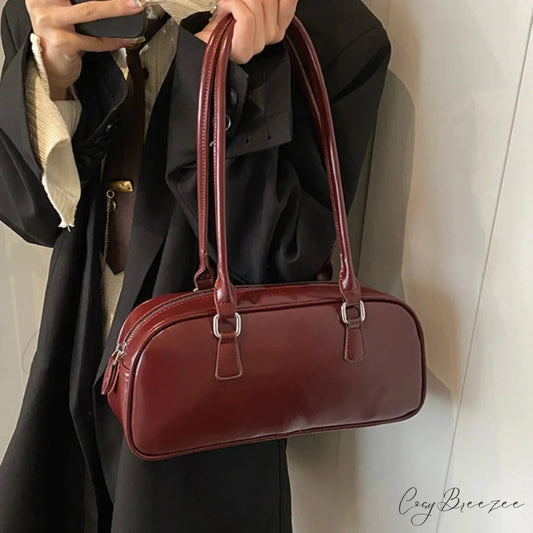 Spring Retro PU Leather Underarm Bag shoulder-250126