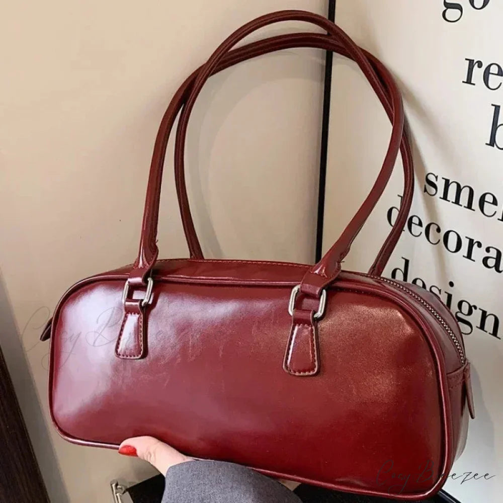 Spring Retro PU Leather Underarm Bag shoulder-250126