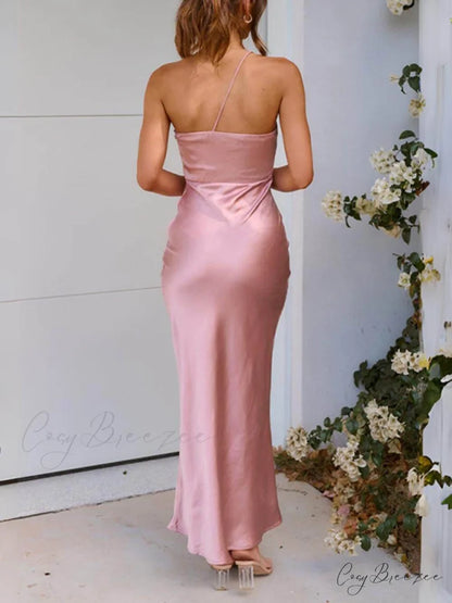 Spring/Summer One Shoulder Charming Gown Waist Maxi Dresses