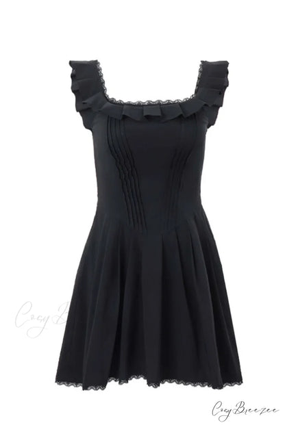 Square Neck Lace Mini Dress