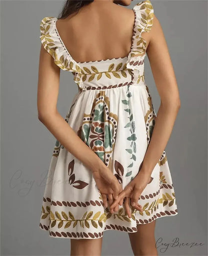 Square Neck Loose Mini Dress minidress-250223