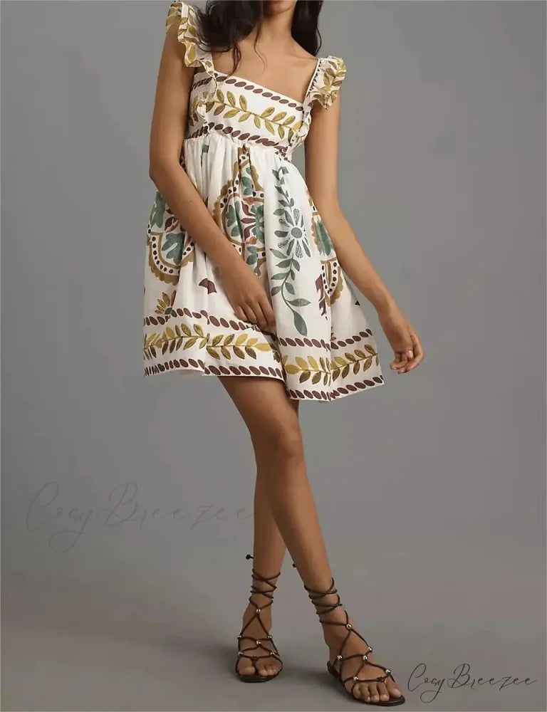 Square Neck Loose Mini Dress minidress-250223