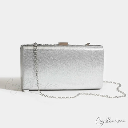 Square Women’s Party Evening Clutch Bag SILVER / (20cm clutchbag-250126