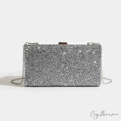 Square Women’s Party Evening Clutch Bag SILVER / (20cm clutchbag-250126