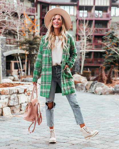 Stan Plaid Coat - Green with Pockets