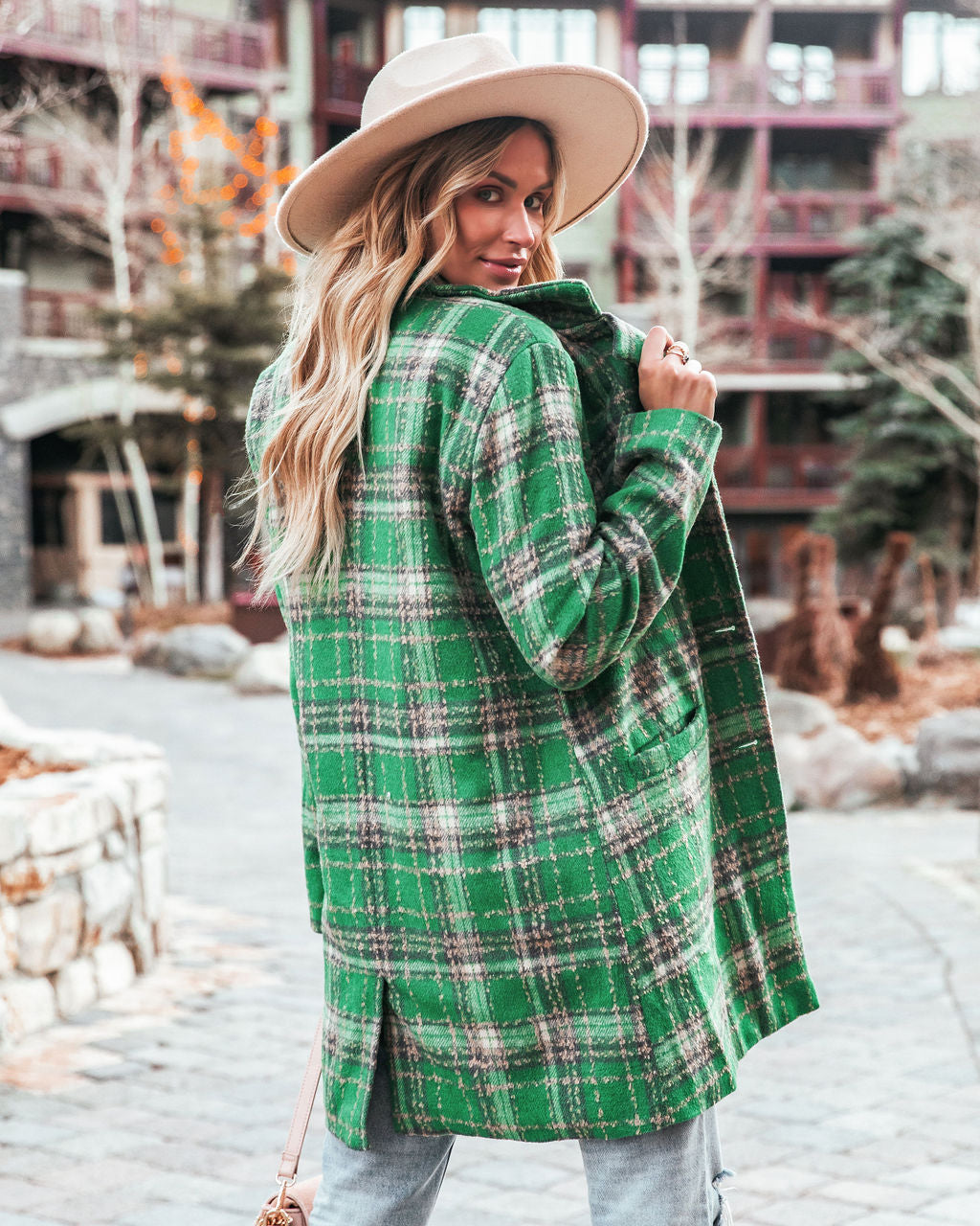 Stan Plaid Coat - Green with Pockets