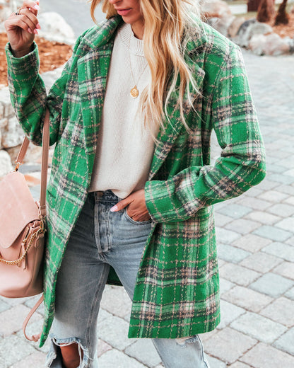 Stan Plaid Coat - Green with Pockets