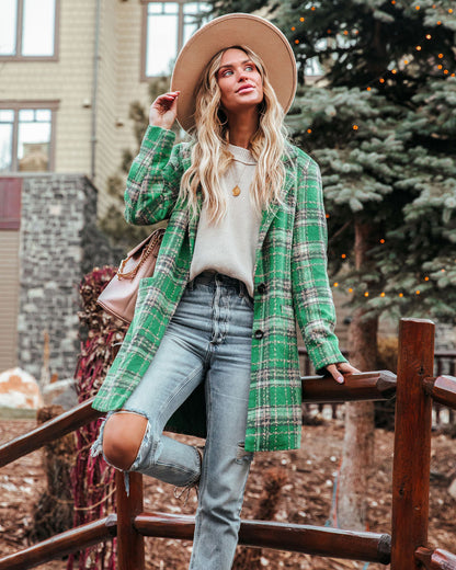 Stan Plaid Coat - Green with Pockets