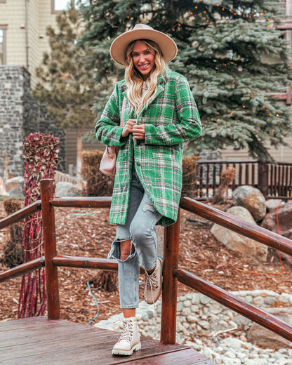 Stan Plaid Coat - Green with Pockets