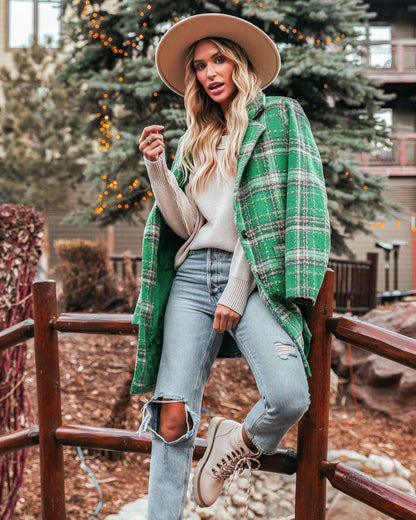 Stan Plaid Coat - Green with Pockets