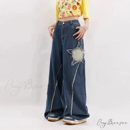 Star Baggy Denim Wide Leg Pants pants-241228
