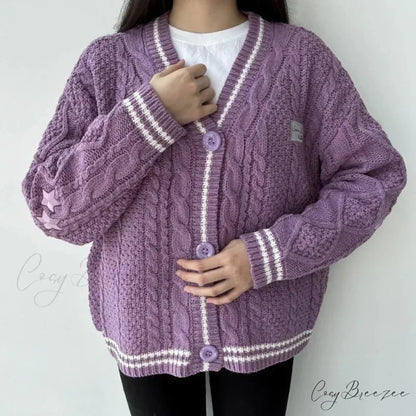 Star Embroidered V-neck Cardigan cardigans-241228