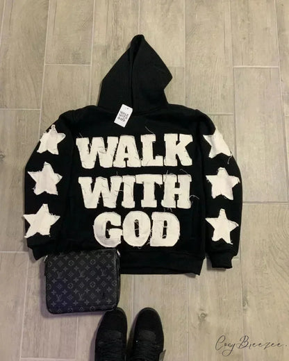 Star Patch Embroidery Hoodie hoodies-241228