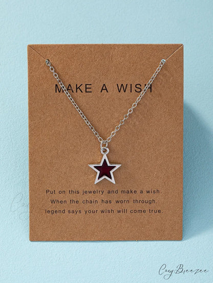 Star Pendant Necklace Burgundy / one-size