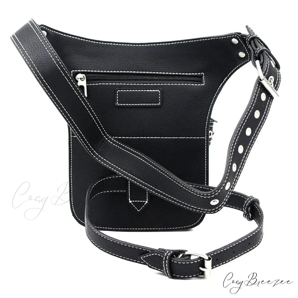 Steampunk Rock Waist Leg Hip Belt Motorcycle Fanny Packs Multi Chain Rivet Waist Bag LDHG051