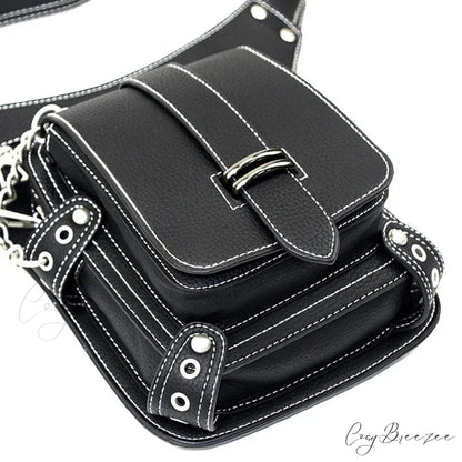 Steampunk Rock Waist Leg Hip Belt Motorcycle Fanny Packs Multi Chain Rivet Waist Bag LDHG051