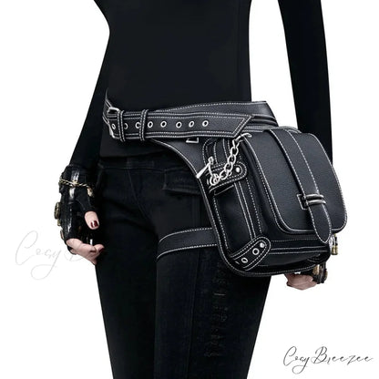 Steampunk Rock Waist Leg Hip Belt Motorcycle Fanny Packs Multi Chain Rivet Waist Bag LDHG051