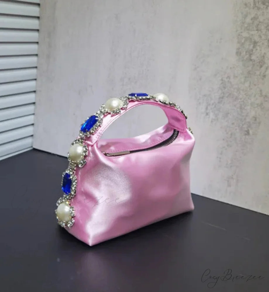 Stones Silk Phone Handbag pink 2 wristlet-250126