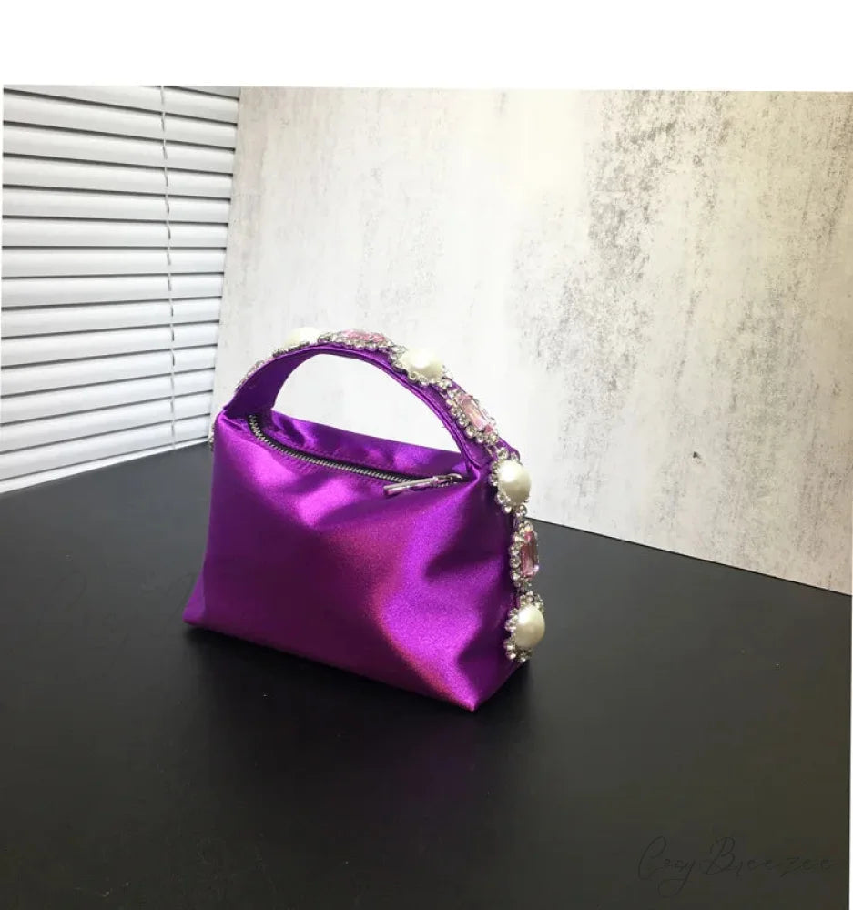 Stones Silk Phone Handbag purple 1 wristlet-250126