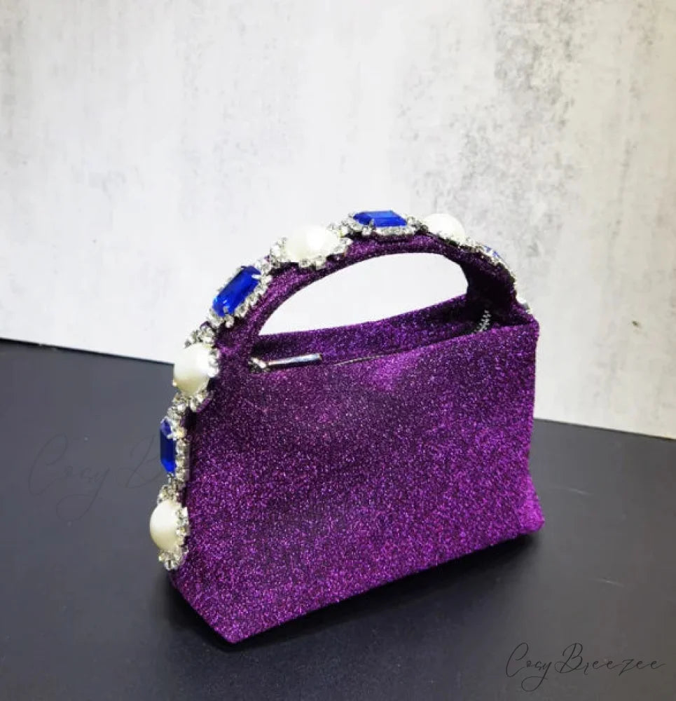 Stones Silk Phone Handbag purple 2 wristlet-250126