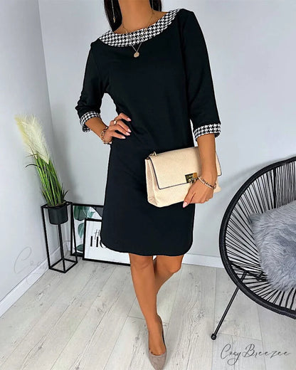 Straight Dress with Round Neck Input: Blue Cotton T-Shirt Output: Cotton T-Shirt in Blue Input: Leather Crossbody Bag