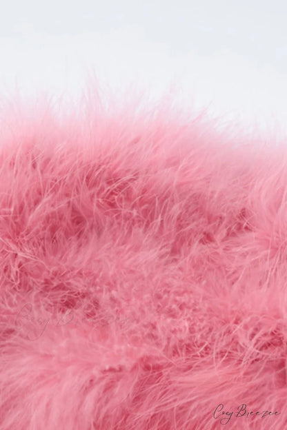 Strapless Backless Dress with Fuzzy Detail