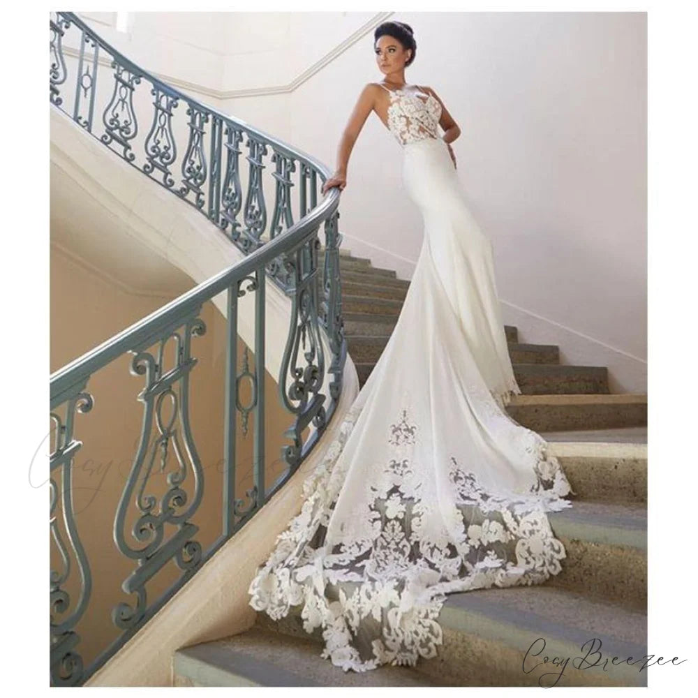 Strapless Deep V-Neck Lengthy Train Bridal Dress weddingdress-250223
