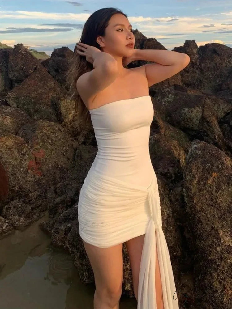 Strapless Double Layer Mini Dress minidress-250223