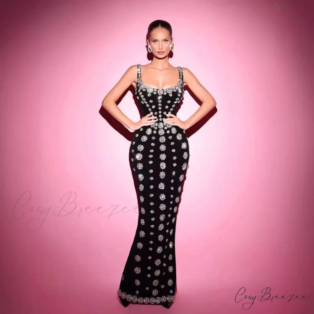 Strapless Glitter Floral Bandage Formal Dress promdress-250223