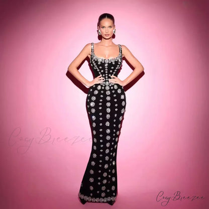 Strapless Glitter Floral Bandage Formal Dress promdress-250223