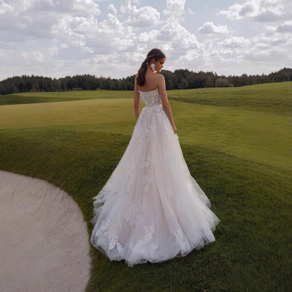 Strapless Lace Ball Gown Wedding Dress white / 2 weddingdress-250223