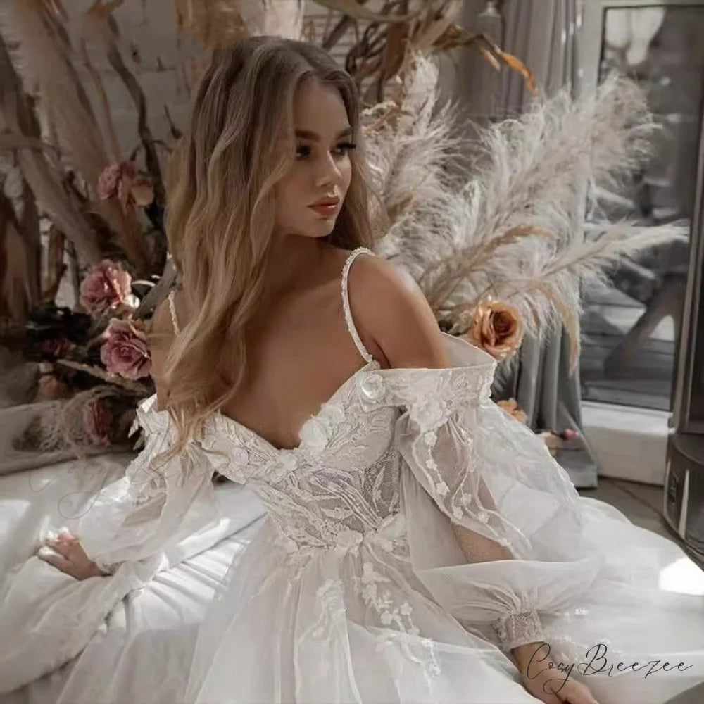 Strapless Lace Lengthy Train Bridal Gown weddingdress-250223