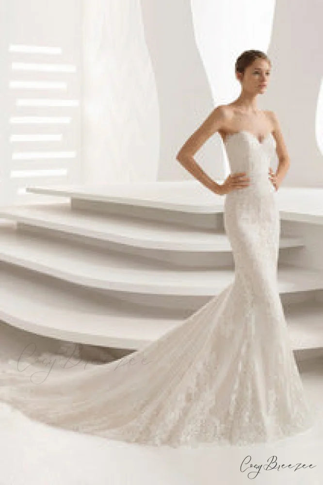Strapless Mermaid Simple Wedding Dress lvory white / S weddingdress-250223