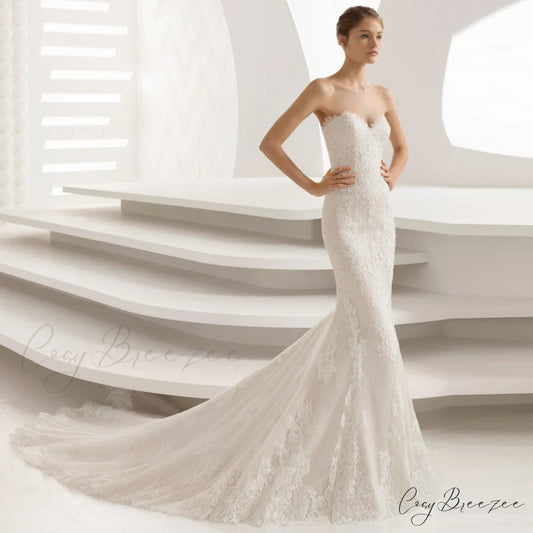 Strapless Mermaid Simple Wedding Dress weddingdress-250223