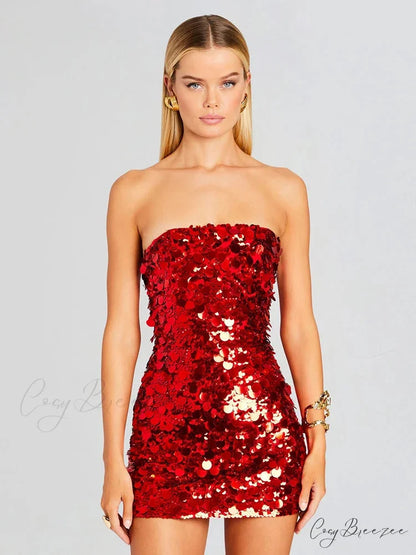 Strapless Mini Sequin Party Dress