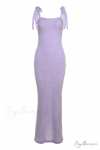 Strappy Plush Slit Dress Purple / L