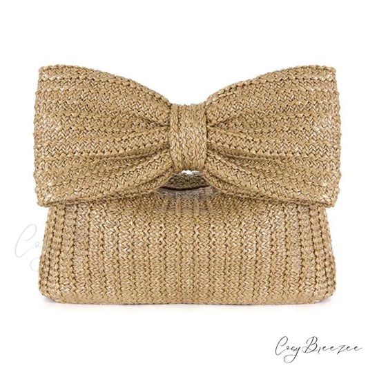 Straw Woven Bow Purse wristlet-250126