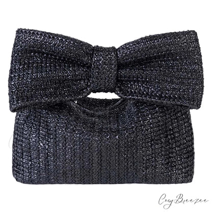 Straw Woven Bow Purse wristlet-250126