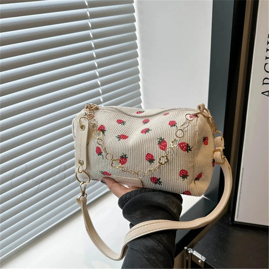 Strawberry Corduroy Mini Crossbody Bag crossbody-250126