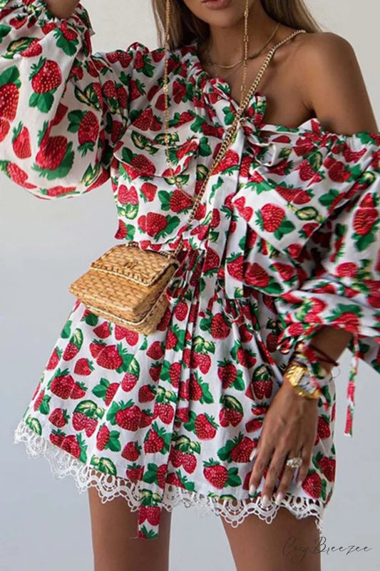 Strawberry Drop Shoulder Dress Red / S
