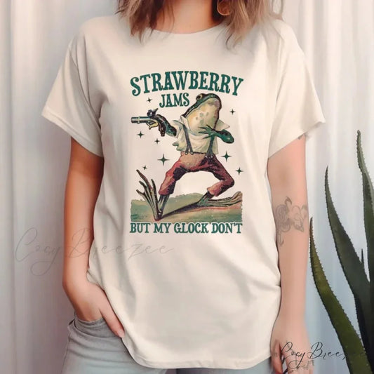 Strawberry Jams Meme Tee Khaki / S t-shirt-250223