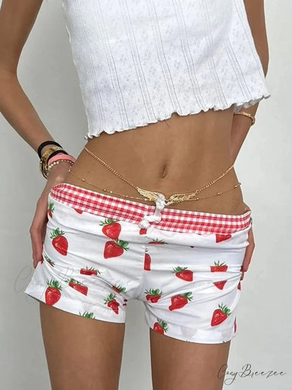 Strawberry Print Cotton Sweatshorts short-250223