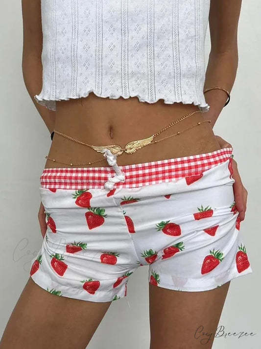 Strawberry Print Cotton Sweatshorts short-250223