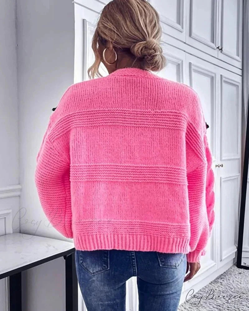 Strawberry Print Loose Fitting Knit Cardigan cardiagn-250126