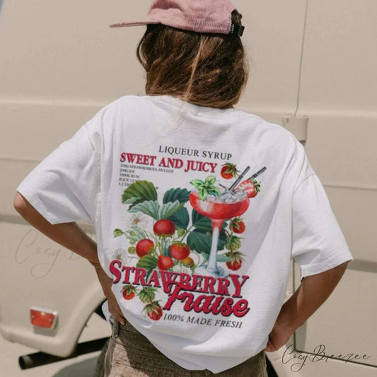 Strawberry Throwback Street Style Tee WHITE / S t-shirt-250223