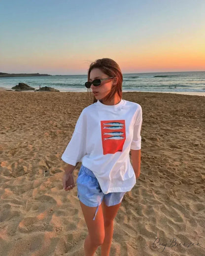 Street Dark Minimalist Emblem Print Tee white4 / S t-shirt-250223