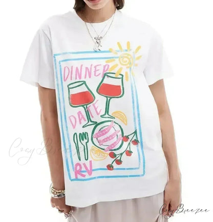 Street Dark Minimalist Emblem Print Tee white7 / S t-shirt-250223