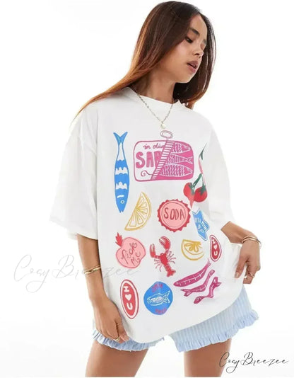 Street Dark Minimalist Emblem Print Tee white9 / S t-shirt-250223