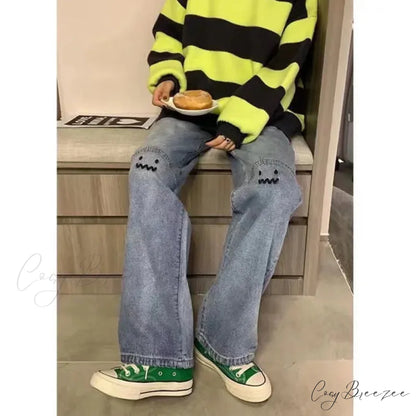 Street Trend Ruffian Handsome Letter Hip Hop Personality Fashion Ladies Trousers Jean
