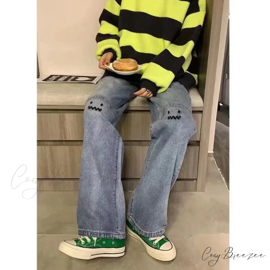 Street Trend Ruffian Handsome Letter Hip Hop Personality Fashion Ladies Trousers Jean